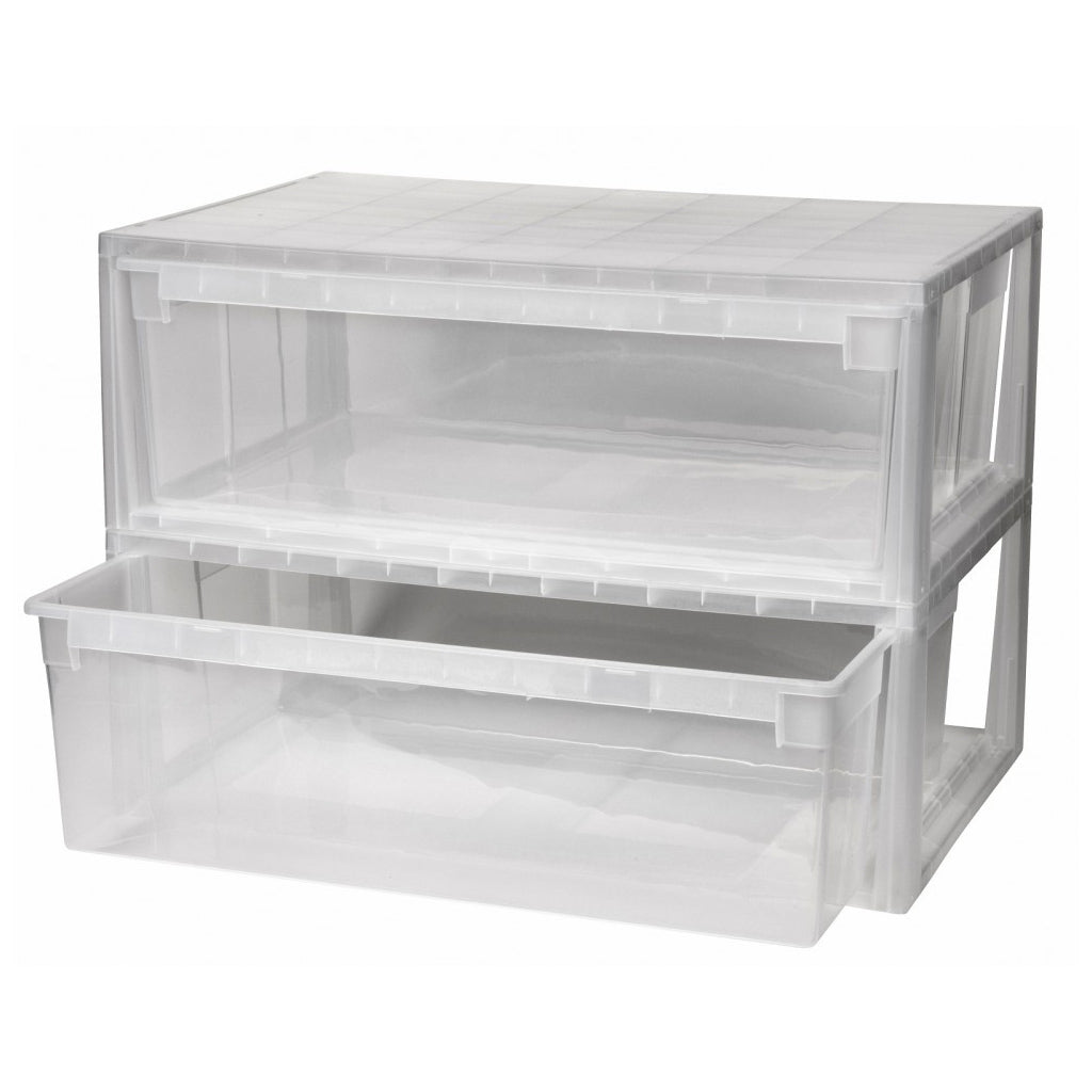 Set: 2 x Schubladenbox Größe XL, Volumen 36 Liter (weiss, transparent) – Kreher Technik