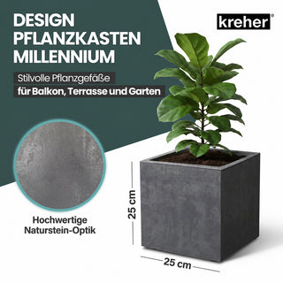 XL Pflanzkübel 'Millennium' 10 Liter, eckig in Anthrazit