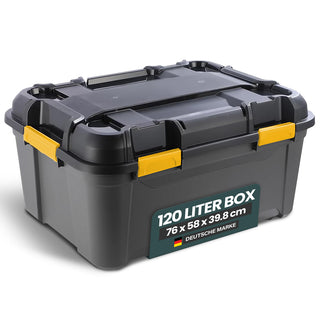 Wasserdichte Aufbewahrungsbox 'Bunker' 120 Liter mit Deckel - IPX7 (Set wählbar)