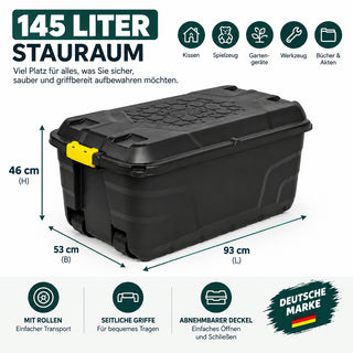 2 x XXL Transportbox "Heavy Duty" mit Deckel - rollbar - 145 Liter Volumen