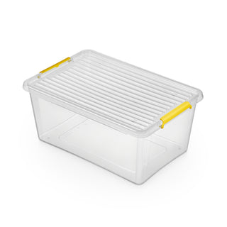 Aufbewahrungsbox 'Simple Store' mit Deckel transparent - stapelbare Kunststoffbox mit Rollen & Clips - 60 Liter (Set wählbar)