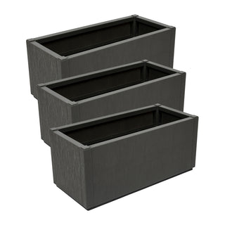 XXL Pflanzkasten "Ethica" in Struktur Optik breite Version in Anthrazit (Set wählbar)