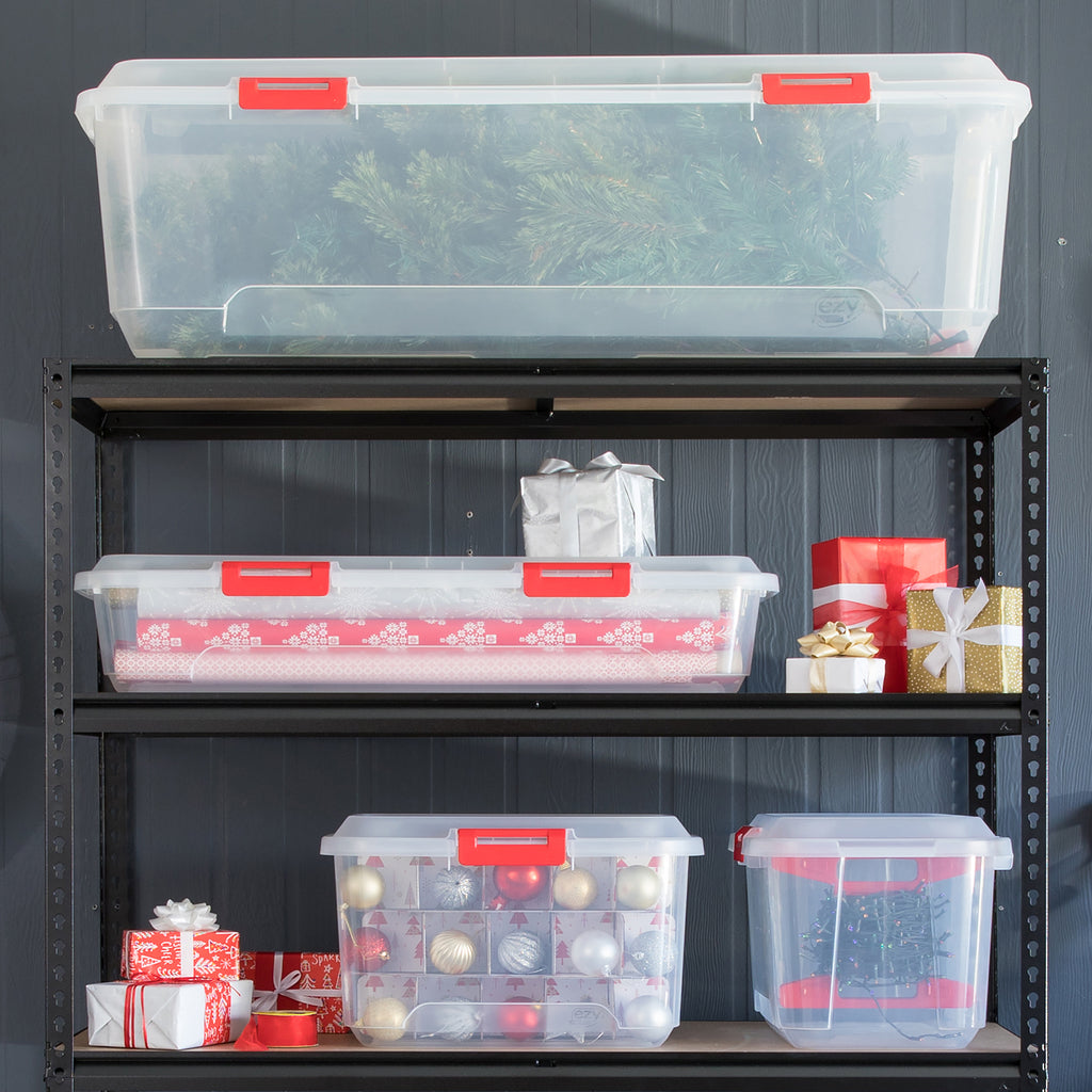XXL Weihnachtsbaumbox mit Rollen - Transparente Kunststoffbox mit Deckel für Weihnachtsbaum, Weihnachtsdeko, Girlanden & Zubehör