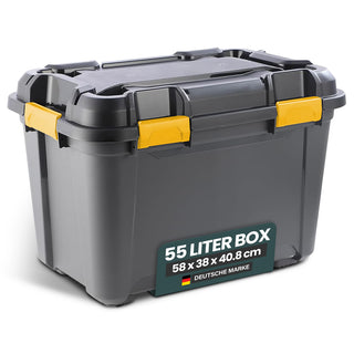 Wasserdichte Aufbewahrungsbox 'Bunker' 55 Liter mit Deckel - IP67 (Set wählbar)