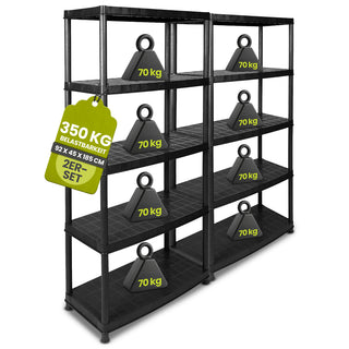 Set: 2 x DELUXE - Schwerlastregal 18 Zoll (Schwarz)