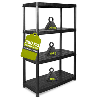 DELUXE - Schwerlastregal 18 Zoll Regal mit 4 Böden (Schwarz)
