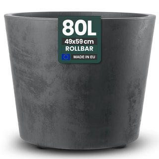Rollbarer XXL Pflanzkübel 'Millennium' 80 Liter in Anthrazit