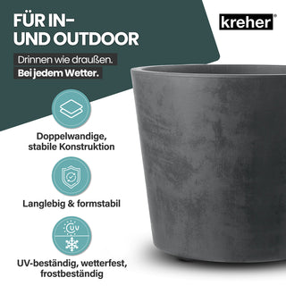 Rollbarer XXL Pflanzkübel 'Millennium' 80 Liter in Anthrazit