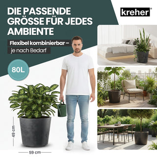Rollbarer XXL Pflanzkübel 'Millennium' 80 Liter in Anthrazit