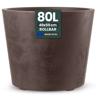 Rollbarer XXL Pflanzkübel "Millennium" 80 Liter in Braun