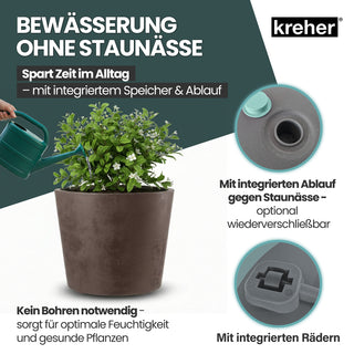 2 x Kreher Pflanzkübel 'Millennium' 80 Liter, rund in Braun