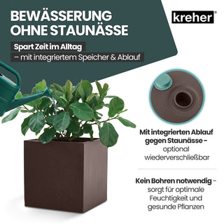 Kreher XL Pflanzkübel 'Millennium' 40 Liter, eckig in Braun