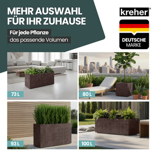 Kreher XL Pflanzkübel 'Millennium' 40 Liter, eckig in Braun