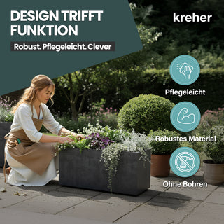 Kreher XL Pflanzkübel 'Millennium' 73 Liter, rechteckig in Anthrazit