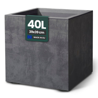 Kreher XL Pflanzkübel 'Millennium' 40 Liter, eckig in Anthrazit