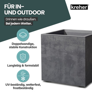 Kreher XL Pflanzkübel 'Millennium' 40 Liter, eckig in Anthrazit