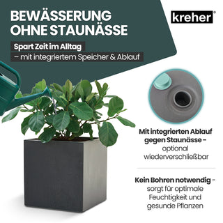 Kreher XL Pflanzkübel 'Millennium' 40 Liter, eckig in Anthrazit