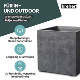 Kreher XL Pflanzkübel 'Millennium' 80 Liter, rollbar, eckig in Anthrazit