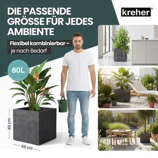 Kreher XL Pflanzkübel 'Millennium' 80 Liter, rollbar, eckig in Anthrazit