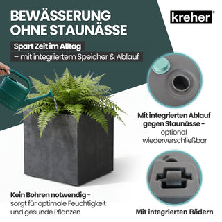 Kreher XL Pflanzkübel 'Millennium' 80 Liter, rollbar, eckig in Anthrazit