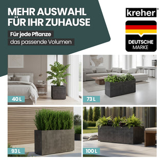 2 x Kreher Pflanzkübel 'Millennium' 80 Liter, eckig in Anthrazit