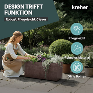 Kreher XL Pflanzkübel 'Millennium' 73 Liter, rechteckig in Braun