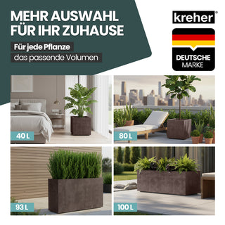 Kreher XL Pflanzkübel 'Millennium' 73 Liter, rechteckig in Braun