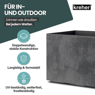 Kreher XL Pflanzkübel 'Millennium' 100 Liter, rechteckig in Anthrazit