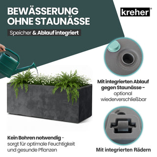 Kreher XL Pflanzkübel 'Millennium' 100 Liter, rechteckig in Anthrazit