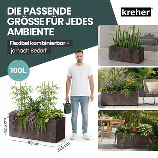 Kreher XL Pflanzkübel 'Millennium' 100 Liter, rechteckig in Braun