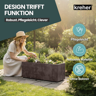 Kreher XL Pflanzkübel 'Millennium' 100 Liter, rechteckig in Braun