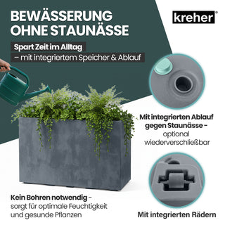 Kreher XL Pflanzkübel 'Millennium' 100 Liter, rechteckig in Grau