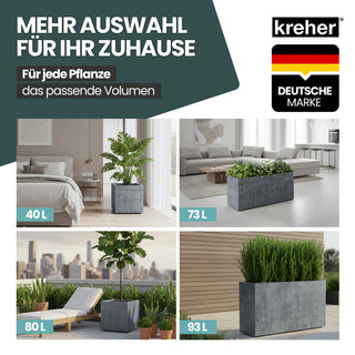 Kreher XL Pflanzkübel 'Millennium' 100 Liter, rechteckig in Grau