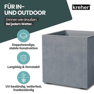 2 x Kreher Pflanzkübel 'Millennium' 40 Liter, eckig in Grau