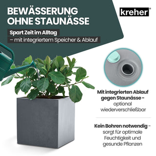 2 x Kreher Pflanzkübel 'Millennium' 40 Liter, eckig in Grau