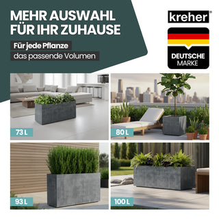 Kreher XL Pflanzkübel 'Millennium' 40 Liter, eckig in Grau