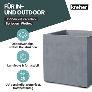 2 x Kreher Pflanzkübel 'Millennium' 80 Liter, eckig in Grau