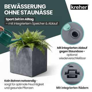 2 x Kreher Pflanzkübel 'Millennium' 80 Liter, eckig in Grau