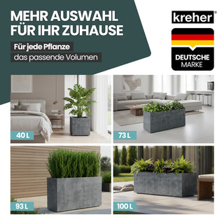 2 x Kreher Pflanzkübel 'Millennium' 80 Liter, eckig in Grau