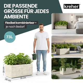 Kreher XL Pflanzkübel 'Millennium' 73 Liter, rechteckig in Creme Weiß