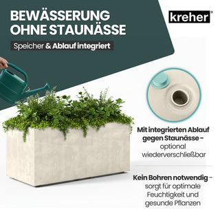 Kreher XL Pflanzkübel 'Millennium' 73 Liter, rechteckig in Creme Weiß