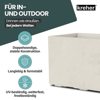 Kreher XL Pflanzkübel 'Millennium' 100 Liter, rechteckig in Creme Weiß