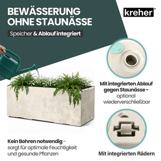 Kreher XL Pflanzkübel 'Millennium' 100 Liter, rechteckig in Creme Weiß