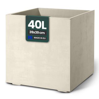 Kreher XL Pflanzkübel 'Millennium' 40 Liter, eckig in Creme Weiß