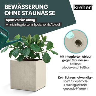 Kreher XL Pflanzkübel 'Millennium' 40 Liter, eckig in Creme Weiß