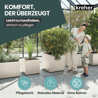 Kreher XL Pflanzkübel 'Millennium' 40 Liter, eckig in Creme Weiß