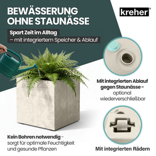 2 x Kreher Pflanzkübel 'Millennium' 80 Liter, eckig in Creme Weiß