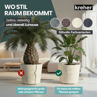 2 x Kreher Pflanzkübel 'Millennium' 80 Liter, rund in Creme Weiß