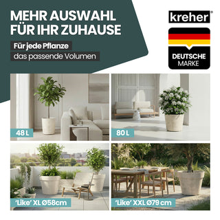 2 x Kreher Pflanzkübel 'Millennium' 80 Liter, rund in Creme Weiß