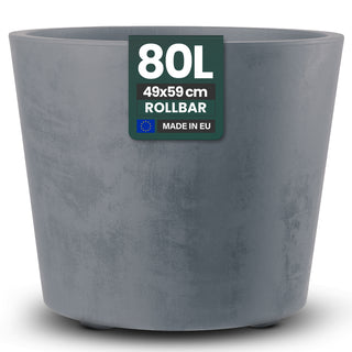 Rollbarer XXL Pflanzkübel 'Millennium' 80 Liter in Grau